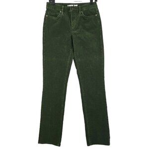 LANDS' END ~Woman Size 2~ Olive Green Mid Rise Straight Leg Corduroy Jeans Pants